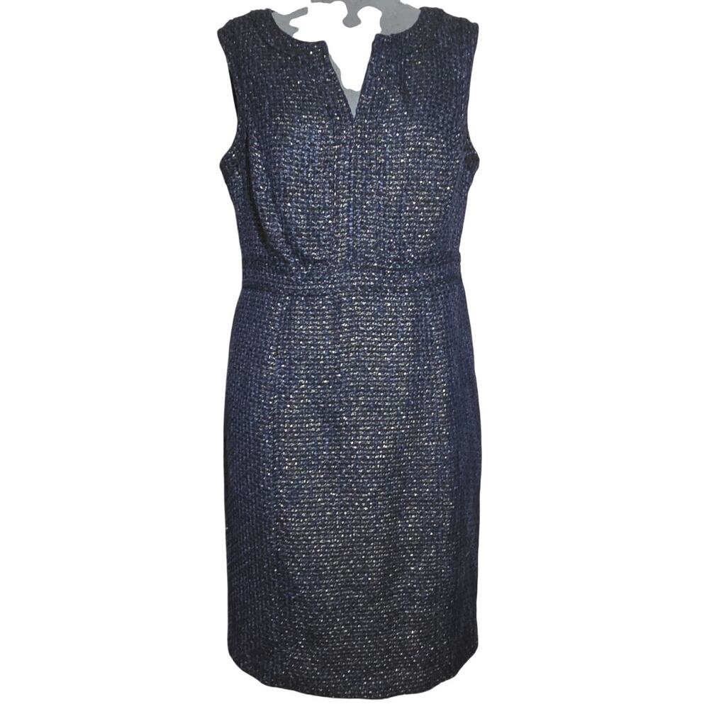 Sleeveless Tweed Metallic Knit Knee Length Dress Size 10